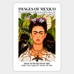 Frida Kahlo Exhibition Art Poster - "Self-Portrait with Thorn Necklace and Hummingbird" 1988 Magnet